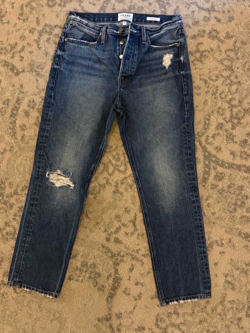 Frame Denim Le Pegged Jean Bloomfield Wash Distressed Button Fly Size 28
